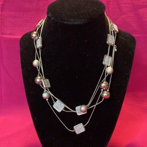 Double stranded silver necklace